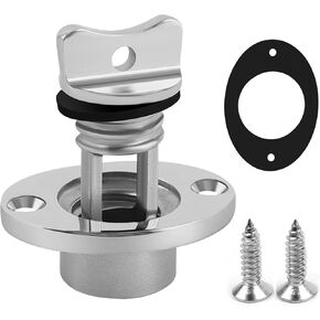 Marine Drain Plug 316 Stainless Steel Boat Drain Plug Kit for 1 Inch Hole, Thread 3/4 Inch,with Waterproof O Seal Ring, with Bottom Rubber Seal,Garboard Transom Boat Plug (1 Pack)