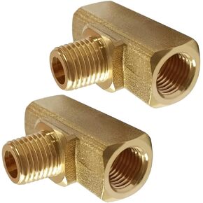 2PCS Brass Tee Pipe Fitting 1/4" NPT Male x 1/4" NPT Male x 1/4" NPT Female for Water/Oil/Gas