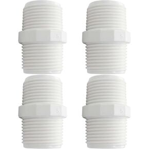 YSIL 4PCS 1-1/2 Inch PVC Nipple Male to Male Coupling Adapter Pipe Fittings 1-1/2" X 1-1/2" for Thread Pluming PIPE Connection