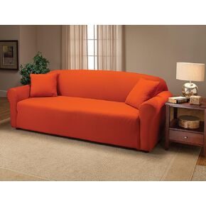 Madison Stretch Jersey Tangerine Sofa Slipcover, Solid