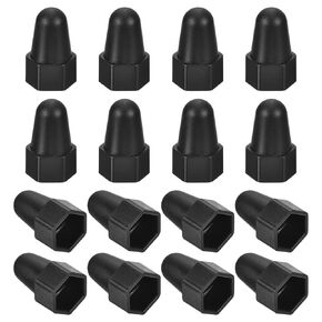 uxcell 50pcs Hex Nut Bolt Cover, M12x18x40 Black Plastic Higher Dome Nut Protection Cap Hex Bolt Nut Covers for Hexagon Screws, Bolts