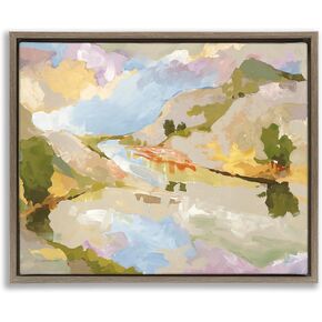 Stupell Industries Abstract Mountain Reflection Painting Framed Floater Canvas Wall Art by Trevor Copenhaver