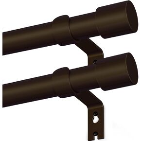 2 Pack Curtain Rods for Windows 48 to 84 Inches, 1 Inch Diameter Adjustable Bronze Curtain Rod, Heavy Duty Modern curtain rod with Simple Finials, 32"-90"