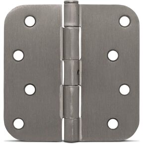 Hinges, 12 Pack, Steel Residential Plain Bearing, 5/8? Radius Corners, Size: 4 x 4 inches, Color: Satin Nickel (US15), Thickness: 2.5mm, Model: HDGN1544