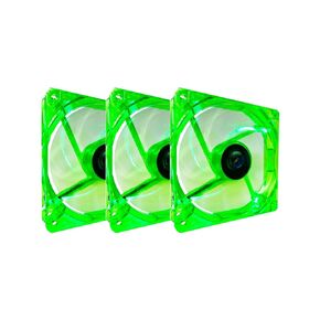 Apevia CF312SL-UGN 120mm 4pin Molex + 3pin Motherboard Silent Green LED Case Fan (3-pk)