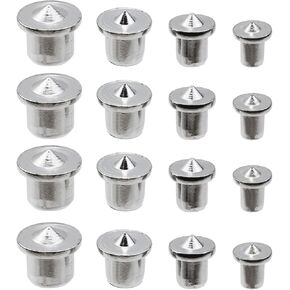 Solid Dowel and Tenon Center Transfer Plugs,32PCS Dowel Pin Centers Drilling Hole Tool Set with Sharp Point for Woodworking Tools(4 Sizes of 1/4" 5/16" 3/8" 1/2")-Silver