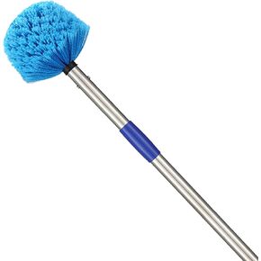 Cobweb Duster with Extension Pole, Featuring Medium Stiff Bristles and a 72 Inch Stainless Steel Pole, Ideal for Ceiling Fan Cleaning Both Indoors and Outdoors