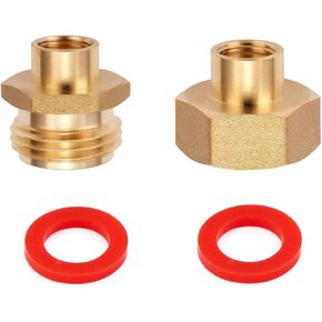 Litorange 2 PCS Lead-Free Brass Reducing Hex Adapter Garden Hose Thread 3/4" GHT x 1/4" Female NPT Straight Fitting Coupler For Fuel/AIR/Water/Oil/Gas WOG