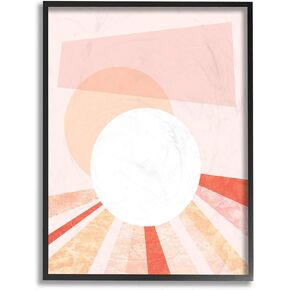 Stupell Industries Peach Mod Stone Texture Geometric Suns Setting Black Framed Wall Art, 11 x 14, Multi-Color