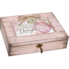 Cottage Garden My Friend My Daughter Forever Blush Pink Distressed Locket Music Box Plays You Light Up My Life