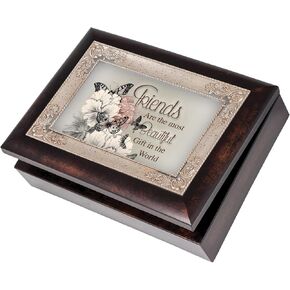 Cottage Garden Friends are The Most Beautiful Gift Burlwood Jewelry Music Box Plays Wind Beneath My Wings