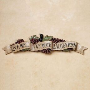 Touch of Class Live Love Laugh Grapes Wall Accent - Resin - Purple, Green, Brown - Sentimental Motto for Kitchen, Dining Room, Entryway, Foyer, Mantel, Office