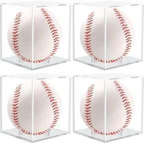 Baseball Display Case 4Pack, Baseball Holder Case UV Protected Acrylic Cube Square Clear Official Baseball Autograph Display Case Memorabilia Display Box for Official Size Baseball
