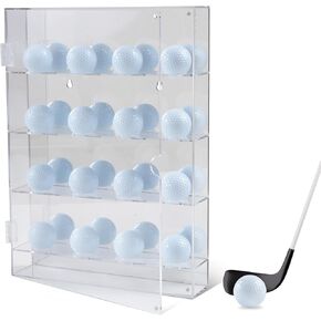 Acrylic Golf Ball Display case, Holds 16 Balls in 4 Tiers of 4 with Mirror Back Panel, Used on Desktop or Wall Mounted with Magnetic Closure Design.(White)