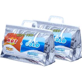 Superio Hot and Cold Insulated Bags for Food Delivery, Grocery Shopping Bags, Food Storage for Hot and Frozen Food for Travel, Disposable Cooler Bag, Reinforced Thermal Lunch Bag (2, 13"x7"x15.5")