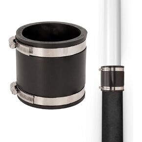 Fernco P1056-3/250 3-in. x 2.5-in. Cast Iron, Plastic and Steel Pipe Flexible Reducer Coupling Connector Adapter in Black