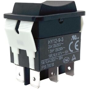 HY12-9-3 Push Button Switch 6 Pin 20A 125/250V (ON)-Off-(ON)