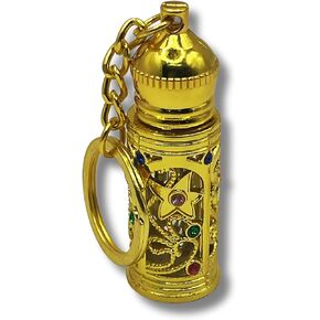 Refillable Glass Anointing Oil Keychain Bottle 5ml - Portable Essential Oils & Travel Size Container with Applicator for Anointing Oil, Church Gifts (Silver)