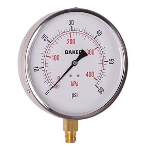 AVND Series Stainless Steel Dual Scale Pressure Gauge, 0 to 60 psi / kPa, 4.5" Dial, +/-1% Accuracy, 1/4" NPT Bottom Mount with NIST Calibration Certificate