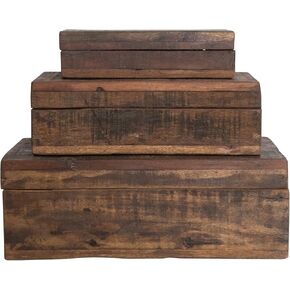 Creative Co-Op Reclaimed Vintage Wood, Set of 3 Sizes, Natural Box