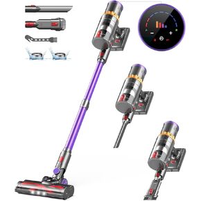 Cordless Vacuum Cleaner, 550W/45Kpa Stick Vacuum with Smart Display, MAX 65Mins Runtime Vacuum Cleaners for Home, Auto Mode & Anti-Tangle Lightweight Vacuum, Vacuum for Pet Hair/Carpet/Floor