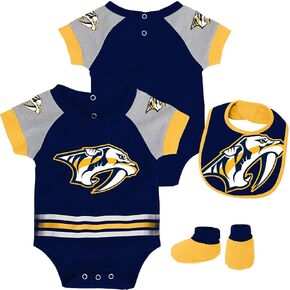 Outerstuff NHL Newborn Infants Blocker 3 Piece Creeper Bodysuit Set (Buffalo Sabres, 18 Months)