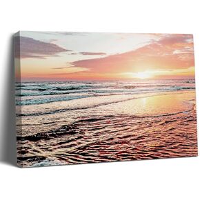 Balgardekor Sunset Beach Painting Canvas Coastal Wall Art for Living Room Bedroom Office Home Decor Gift for Dad Mom Friends Birthday Holiday (16x24)