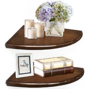 Sopicoz Corner Shelf 9 inch Wood Wall Mounted Shelf 2 Pack, Floating Shelves, Display Shelves, Hanging Shelves, Decorative Wall Shelves, Racks for Living Room, Bedroom (White, 9 inch)