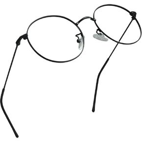 LifeArt Blue Light Blocking Glasses, Anti Eyestrain, Computer Reading Glasses, Gaming Glasses, TV Glasses for Women Men, Stylish Unisex Alloy Round Frame (Matte Black, No Magnification)