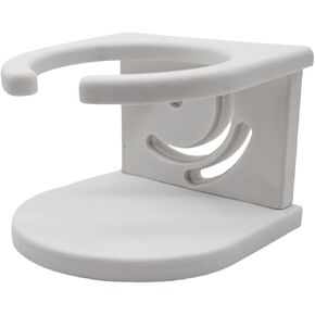 MARINE CITY Angle Adjustable White Injection Nylon Rail Mount Cup Holder with Supportive Suction Cup & Included Screws - Ideal for Marines, Boats, Yachts