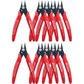 170 Wire Cutters, 10 PACK, 5 Inch Micro Flush Cutter, HOUSERAN Small Wire Cutters Spring Loaded Cutting Pliers, Side Cutters, Diagoanl Cutters for Jewelry Making, Models, Zip Ties Plastic Wire Snips