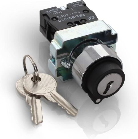 2 Position Maintained Selector Rotary Key Switch - Self-Lock Switch, 22mm Mounting Hole Size, 1NO Control Function, 415V Voltage and 10A Contact Current - XB2-BG21 Model in Kuwait