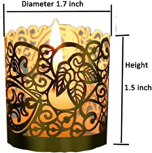 100 Tea Light Votive Wrap Candle Holder Decorative Wraps Paper Candle Holder Laser Cutting Votive Wraps Candle Holder for Wedding Table Christmas Festival LED Tealight Decor. (Gold) in Saudi Arabia