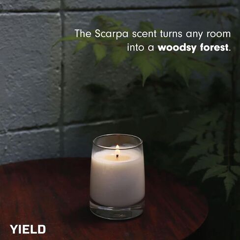 Yield 8oz. Scarpa Candle - Palo Santo, Leather, & Vetiver Scented Luxury Candle - Aromatherapy Essential Oils - Clean Burning Cotton Wick - 65 Hour Burn Time - Hand Poured in The USA - 8oz in Saudi Arabia