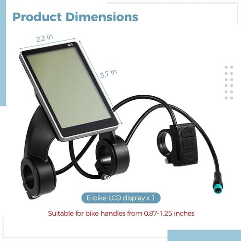شاشة عرض LCD للدراجة الكهربائية، لوحة تحكم عداد عرض الدراجة الإلكترونية المقاومة للماء، شاشة لوحة LCD E Scooter M5 لمقابض الدراجة الكهربائية 0.87-1.25 بوصة in Saudi Arabia