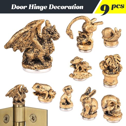 9Pcs Hinge Head Home Decoration Animal Door Hinge Heads Decorative Mini Vintage Animal Door Hinge Heads Decorative Topper Animal Door Hinge Pin Topper Home Decoration Magnet for Animal Lovers in Kuwait