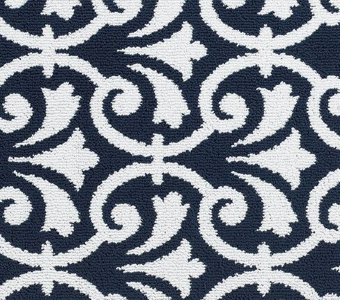 Creative Home Ideas – Tufted Runner - Karb Trellis Border Rug - Modern Home Décor - Washable Rug - Accent Carpet for Entryway & Hallway - Measures 26" x 60" - Navy and White in Kuwait
