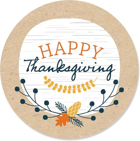 Big Dot of Happiness Happy Thanksgiving - ملصقات دائرية لحفلات حصاد الخريف - عدد 24 in Saudi Arabia