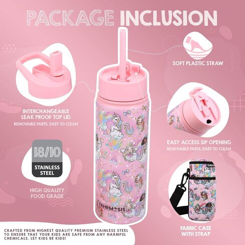 14 oz Kids Water Bottle | Insulated Water Bottle with Straw & 2 Lids | Reusable Double Insulated Water Bottle - Leakproof Kids Water Bottle for School & Outdoor Activities - Camo in Saudi Arabia