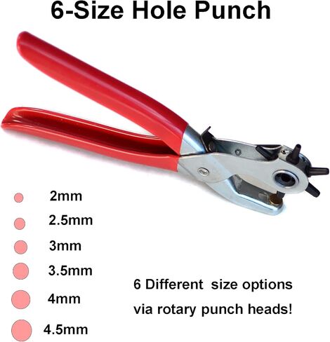 Leather hole punch,9" Belt hole puncher for leather heavy duty, 6 size Revolving Leather Belt Hand Hole Puncher (6 size Revolving Leather Hole Puncher) in Saudi Arabia