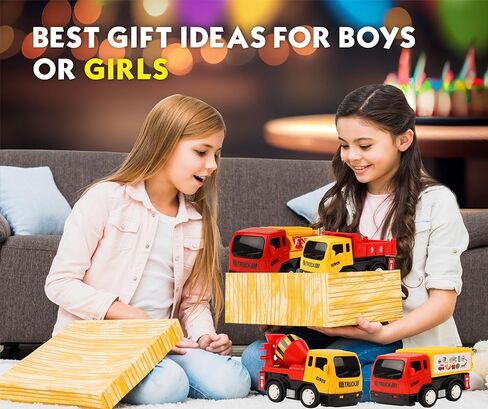 سلسلة الشاحنات الصغيرة التي تعمل بالاحتكاك من TOYZONE | خالية من مادة BPA | لعبة تعمل بالاحتكاك | شاحنة خدمة المدينة غير القابلة للكسر | التراجع | ألعاب الزحف Push & Go (رافعة سحب مركبات البناء) in Kuwait