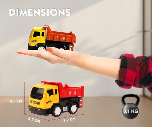 سلسلة الشاحنات الصغيرة التي تعمل بالاحتكاك من TOYZONE | خالية من مادة BPA | لعبة تعمل بالاحتكاك | شاحنة خدمة المدينة غير القابلة للكسر | التراجع | ألعاب الزحف Push & Go (رافعة سحب مركبات البناء) in Kuwait