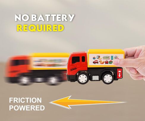 سلسلة الشاحنات الصغيرة التي تعمل بالاحتكاك من TOYZONE | خالية من مادة BPA | لعبة تعمل بالاحتكاك | شاحنة خدمة المدينة غير القابلة للكسر | التراجع | ألعاب الزحف Push & Go (رافعة سحب مركبات البناء) in Kuwait