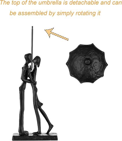 Anniversary for Couple,Affectionate Couple Statue Kissing Under Umbrella,Handcrafted Cast Iron Couple Sculpture in Love,for Wedding Gifts 6th Anniversary Birthday Gifts in Saudi Arabia