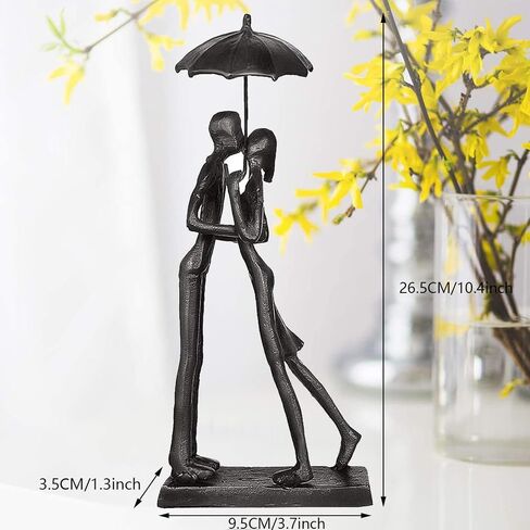 Anniversary for Couple,Affectionate Couple Statue Kissing Under Umbrella,Handcrafted Cast Iron Couple Sculpture in Love,for Wedding Gifts 6th Anniversary Birthday Gifts in Saudi Arabia