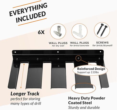 Power Tool Organizer, Drill Holder, Drill Charging Station With Drill Bit Holder, Drill Storage Rack, Holds 4 Drills, Batteries, Tools for Garage, Home, Workshop, Shed - Discount for PD in Saudi Arabia