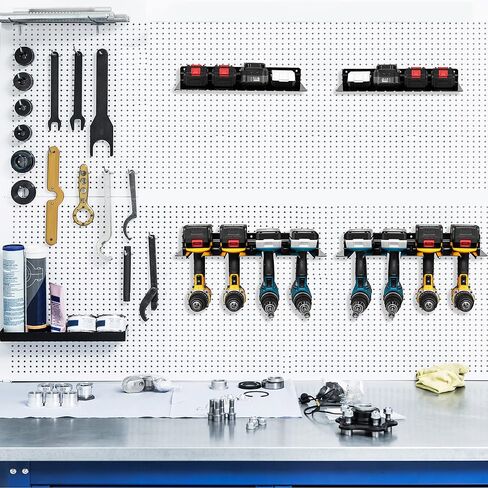 Power Tool Organizer, Drill Holder, Drill Charging Station With Drill Bit Holder, Drill Storage Rack, Holds 4 Drills, Batteries, Tools for Garage, Home, Workshop, Shed - Discount for PD in Saudi Arabia