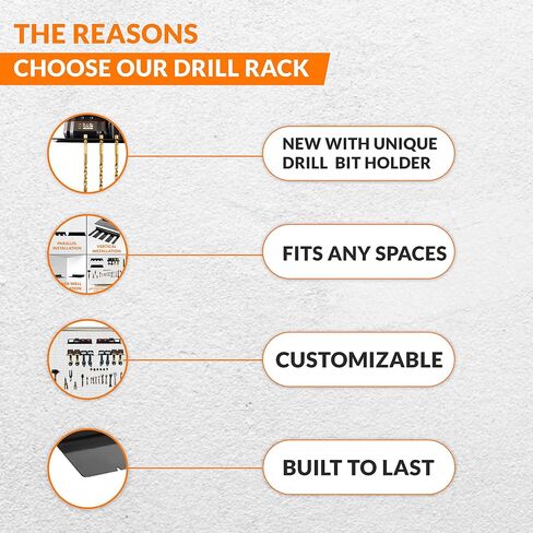 Power Tool Organizer, Drill Holder, Drill Charging Station With Drill Bit Holder, Drill Storage Rack, Holds 4 Drills, Batteries, Tools for Garage, Home, Workshop, Shed - Discount for PD in Saudi Arabia