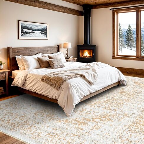 9x12 Washable Distressed Area Rugs: Living Room Bedroom Kitchen Vintage Faded Rug Non-Slip Thin Ultra Soft Livingroom Laundry Carpets in Saudi Arabia