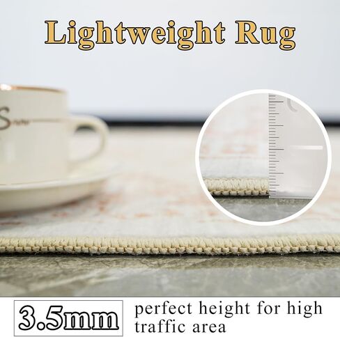 9x12 Washable Distressed Area Rugs: Living Room Bedroom Kitchen Vintage Faded Rug Non-Slip Thin Ultra Soft Livingroom Laundry Carpets in Saudi Arabia